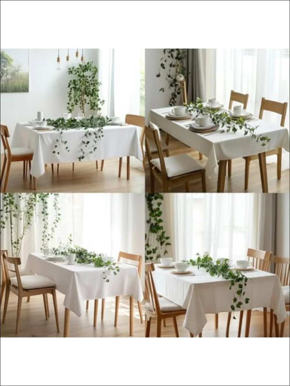 6 Pack Rectangular Tablecloths 60x102 Inch Polyester Wrinkle Resistant Washable